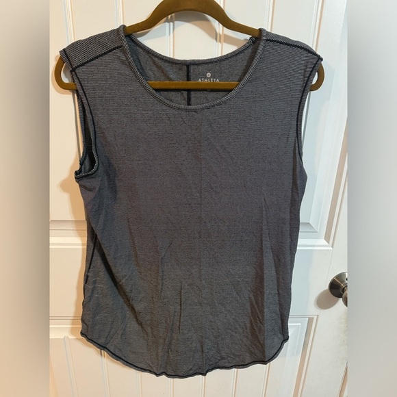 Athleta Black Striped Muscle Tank - Picture 2 of 6